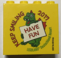 Lego Brick 2 x 4 x 3 with HAVE FUN KEEP SMILING 2017 Legoland Deutschland Resort Pattern
