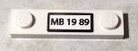 Lego Plate, Modified 1 x 4 with 2 Studs without Groove with 'MB 19 89' Pattern (Sticker) - Set 76004