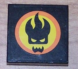 Lego Tile 2 x 2 with Agents Dr. Inferno Logo Pattern (Sticker) - Sets 8635 / 8636 / 8968 / 8969 / 8970 / Black