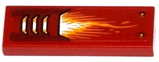 Lego Tile 1 x 3 with Yellow and White Flame, Vents and 2 Yellow Rivets Pattern Model Right Side (Sticker) - Set 70145