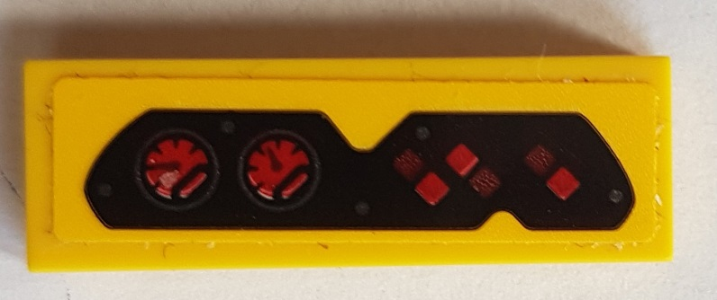 Lego Tile 1 x 3 with Red Gauges and Buttons Pattern (Sticker) - Set 76086