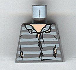 Lego Torso Harry Potter Sirius Tattered Striped Shirt Pattern / Dark Bluish Gray