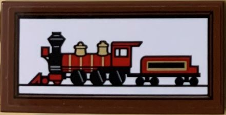Lego Tile 2 x 4 with Red Disney Train Picture Facing Left Pattern (Sticker) - Set 71044