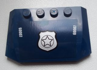 Lego Wedge 4 x 6 x 2/3 Triple Curved with Police Silver Star Badge and White '60007' Pattern (Sticker) - Set 60007