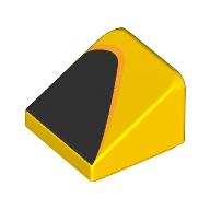 Lego Brick Sloped 30° 1 x 1 x 2/3 with Black Triangle Print