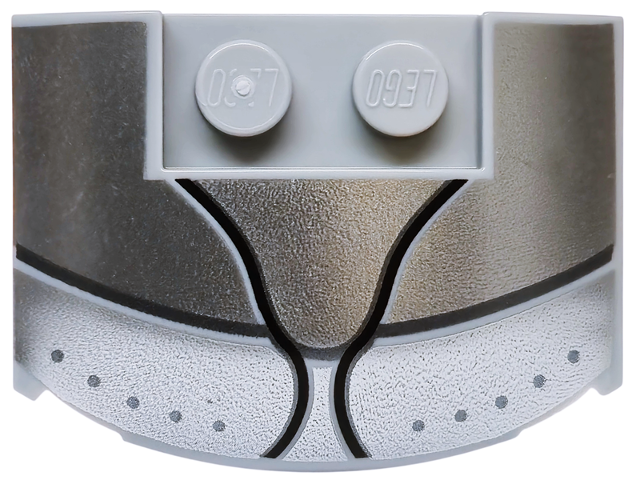 Lego Wedge 3 x 4 x 2/3 Triple Curved with Silver Armour Plates with Dark Silver Rivets and Black Outlines Pattern
