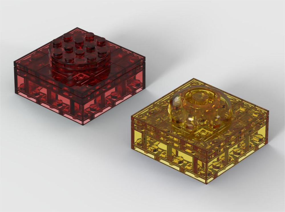 Lego Upscaled trans-plate 1x1 (red & yellow)