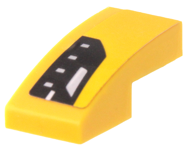 Lego Slope, Curved 2 x 1 x 2/3 with Chevrolet Corvette Upper Headlight Pattern Model Right Side (Sticker) - Set 75870 / Yellow
