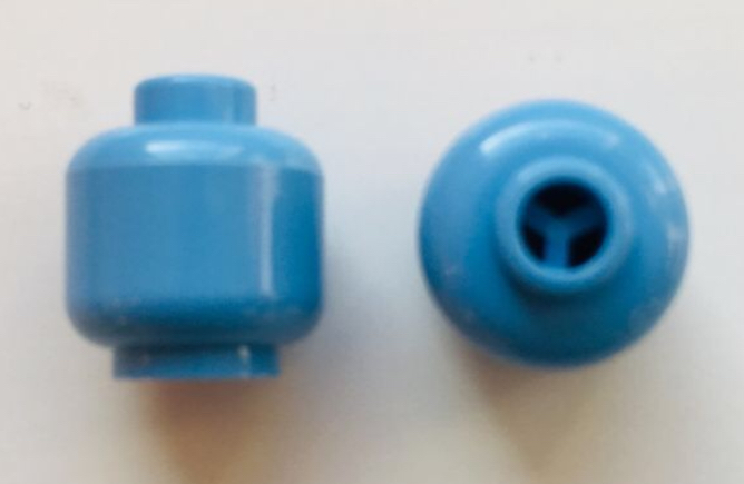 Lego Minifigure, Head (Plain) / Medium Blue