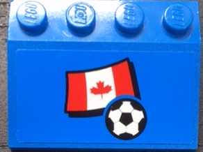 Lego Slope 33 3 x 4 with Flag of Canada and Soccer Ball on Blue Background Pattern (Sticker) - Set 3406