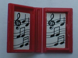 Lego Minifigure, Utensil Book 2 x 3 with Treble Clef and Music Notes Pattern (Stickers) - Set 4165 / Red