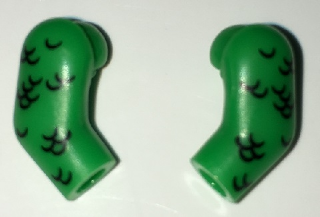 Lego Arm, (Matching Left and Right) Pair with Black Scales Pattern / Bright Green