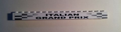 Lego Brick 1 x 16 with 'ITALIAN GRAND PRIX' and Black and White Checkered Pattern (Sticker) - Set 8168