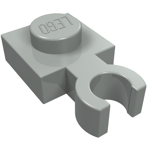 Lego Plate Special 1 x 1 with Clip Vertical [Thin Open O Clip] / Light Gray