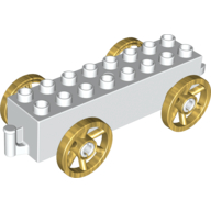 Lego Duplo Wagon Base 2 x 8 x 1 1/2 with Large Copper Spoked Wheels