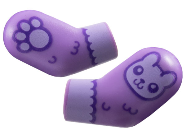 Lego Arm, (Matching Left and Right) Pair with Dark Purple and Lavender Cuffs, Rabbit Head, and Paw Print Pattern / Medium Lavender