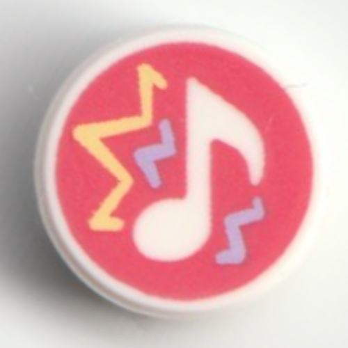 Lego Tile Round 1 x 1 with Music Note on Coral Background Print