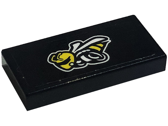 Lego Tile 1 x 2 with Angry Bee Pattern (Sticker) - Set 76904