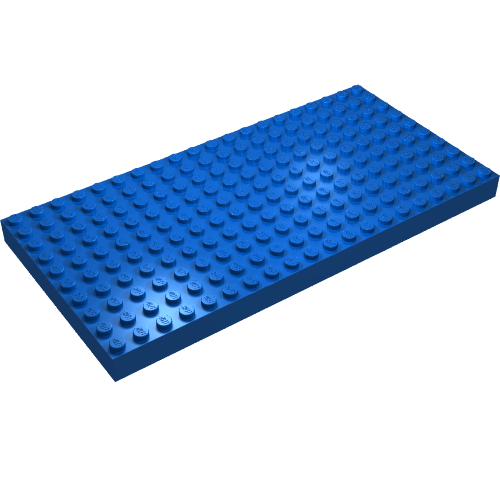 Lego Brick 10 x 20 without Bottom Tubes, with '+' Cross Support (early Baseplate) / Blue