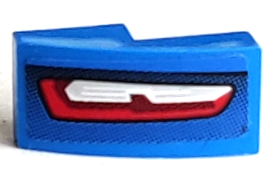 Lego Slope, Curved 2 x 1 x 2/3 with Red and Black Taillight Pattern Model Left Side (Sticker) - Set 75891 / Blue