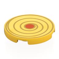 Lego Tile Round 3 x 3 with Gold Swirl, Reddish Orange Center Print
