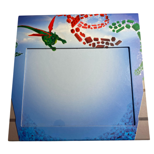 Lego Picture Frame, Green Dragon and Red and Green Swirling Bricks Print / [No Color/Any Color]
