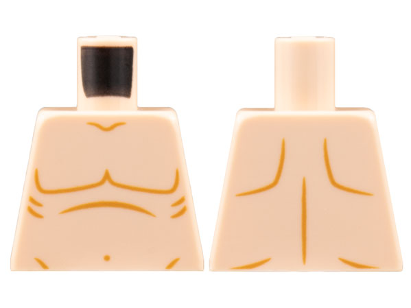 Lego Torso Bare Chest, Dark Orange Muscles and Stomach Outline Pattern / Light Nougat
