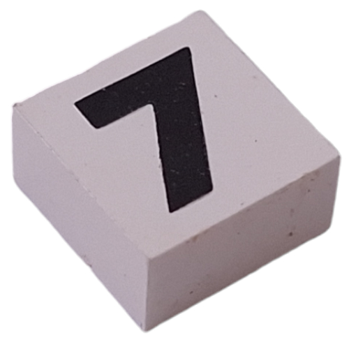 Lego Modulex Tile 2 x 2 with Black '7' Print, without Internal Supports