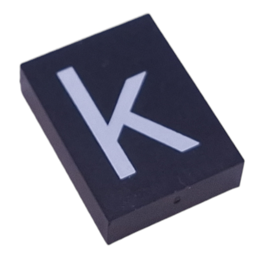 Lego Modulex Tile 3 x 4 with White 'k' Print, without Internal Supports / Modulex Black