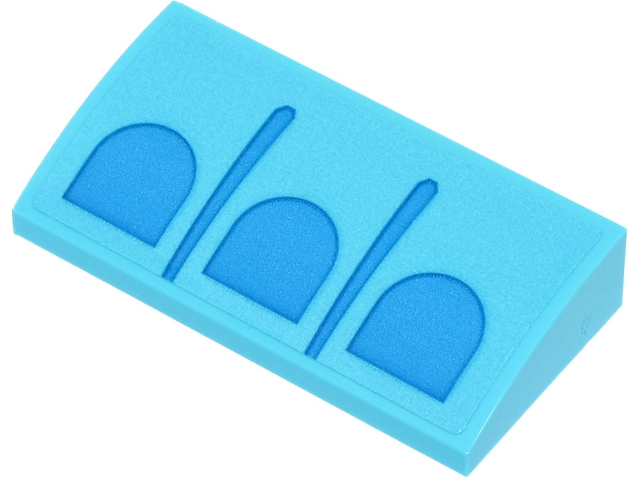 Lego Slope, Curved 2 x 4 x 2/3 with Bottom Tubes with Dark Azure Half Ovals and Lines Pattern (Sticker) - Set 60338