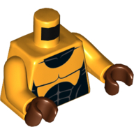 Lego Torso Muscles Outline with Black Suit Print, Bright Light Orange Arms, Reddish Brown Hands / Bright Light Orange