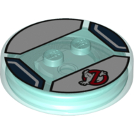 Lego Function Brick Round 4 x 4 x 2/3 with 2 Studs and Ghostbusters Logo Print / Trans-Light Blue