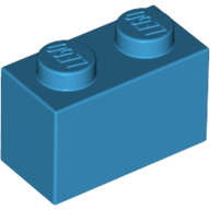 Lego Brick 1 x 2 / Dark Azure
