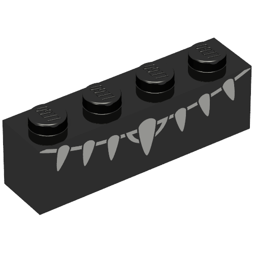 Lego Brick 1 x 4 with Black Panther Torso Print / Black