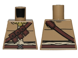 Lego Torso SW Vest with Three Pocket Shoulder Belt Pattern / Dark Tan