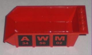 Lego Vehicle, Tipper Bed 4 x 6 with 'AWM' Pattern on Both Sides (Stickers) - Set 8196 / Red