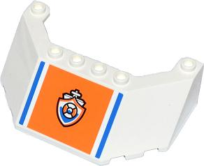 Lego Windscreen 5 x 8 x 2 with Blue Lines and Coast Guard Logo on Orange Background Pattern (Sticker) - Set 60014