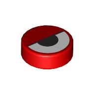 Lego Tile Round 1 x 1 with Half-Closed Eye Print / Red
