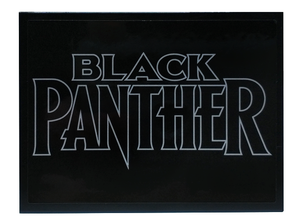 Lego Slope 10 6 x 8 with White Outline 'BLACK PANTHER' Pattern (Sticker) - Set 76215 / Black