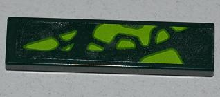 Lego Tile 1 x 4 with 9 Lime Scales Pattern Model Right Side (Sticker) - Set 9450 / Dark Green