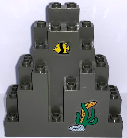 Lego Rock Panel 3 x 8 x 7 Triangular (LURP) with Fish, Sea Grass and Eel Pattern (Stickers) - Set 6560