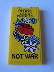 Lego Tile 2 x 4 with Flowers, Brick, 'MAKE LEGO MODELS' and 'NOT WAR' Pattern (Sticker) - Set 10220