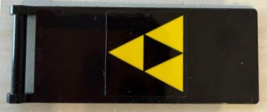 Lego Flag 7 x 3 with Bar Handle with 3 Yellow Triangles Blacktron I Logo Pattern (Sticker) - Set 40580