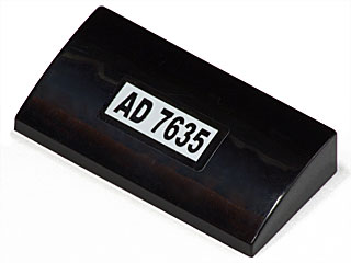 Lego Slope, Curved 2 x 4 x 2/3 without Bottom Tubes with 'AD 7635' Pattern (Sticker) - Set 7635