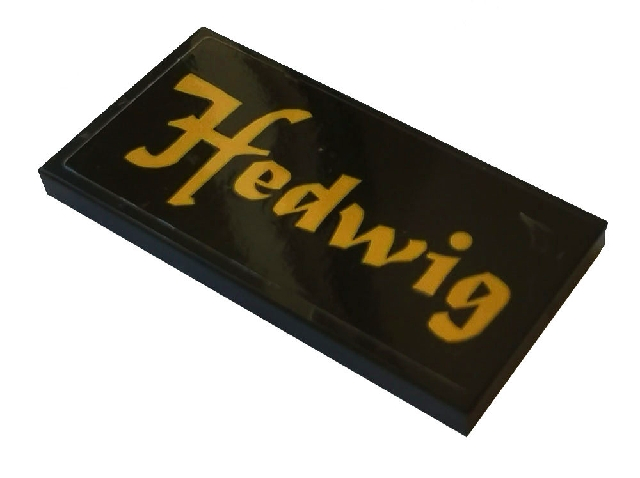 Lego Tile 2 x 4 with Gold 'Hedwig' Pattern (Sticker) - Set 75979