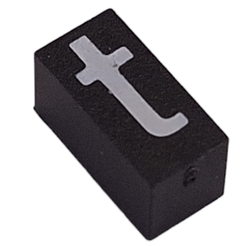 Lego Modulex Tile 1 x 2 with White 't' Print, without Internal Supports