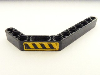 Lego Technic, Liftarm, Modified Bent Thick 1 x 11.5 Double with Black and Yellow Danger Stripes Pattern Model Left Side (Sticker) - Set 8446
