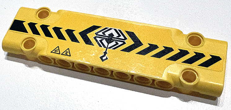 Lego Technic, Panel Plate 3 x 11 x 1 with Black Danger Stripes, Crane Hook and Warning Triangles Pattern Model Right Side (Sticker) - Set 42097