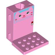 Lego Brick Special 6 x 6 x 5 with Gear Hole, 3 x 4 Plate with Cat Face Print / Bright Pink