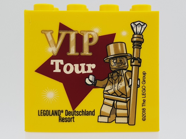 Lego Brick 2 x 4 x 3 with VIP Tour LEGOLAND Deutschland Resort Pattern / Yellow